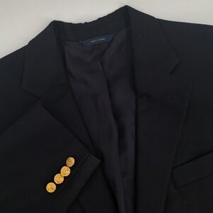 Brooks Brothers Brooksease Blazer Mens 44R Wool Navy Blue Loro Piana Gold Button